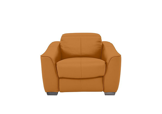 Xavier Leather Power Recliner Armchair with Power Headrest - Yellow- World of Leather