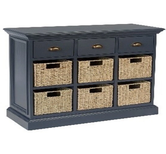 Assembled 3 Drawer 6 Basket Unit Charcoal Grey