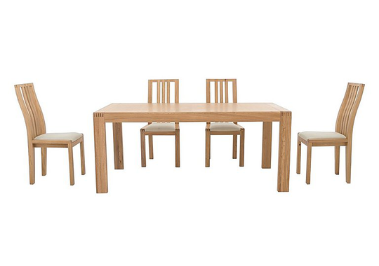 Ercol - Bosco Medium Extending Table and 4 Slatted Chairs - Brown