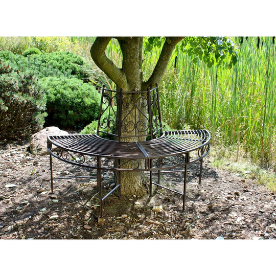 2-Seater Semicircular Metal Tree Bench