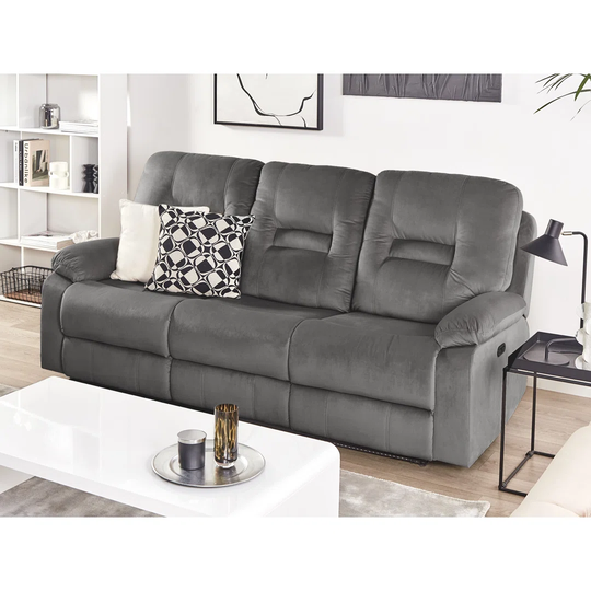 3 Seater Velvet LED Electric Recliner Sofa With USB Port Grey Aldea