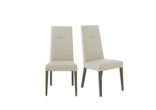 ALF - Vito Pair of Cream Wood Inlay Back Faux Leather Dining Chairs