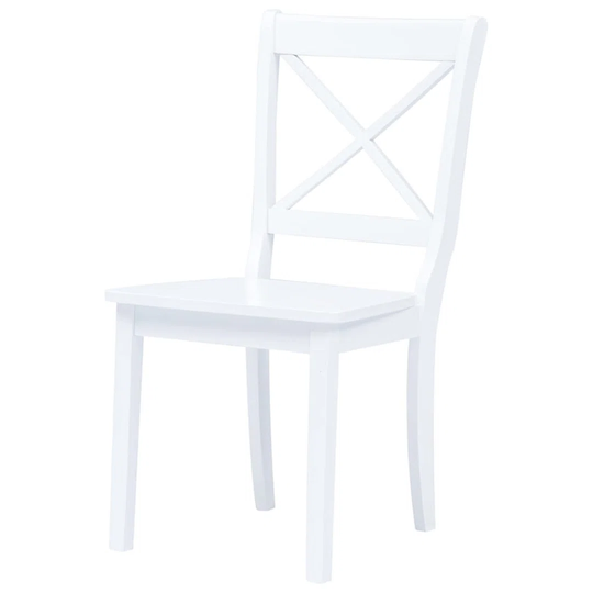 Dining Chairs 6 Pcs White Solid Rubber Wood
