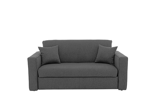 Versatile Small 2 Seater Fabric Sofa Bed with Box Arms - Grey