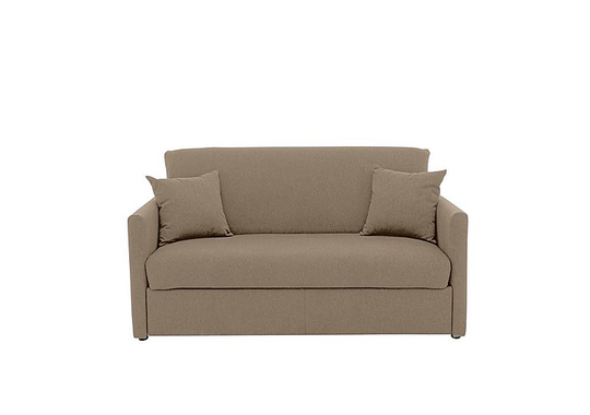 Versatile Small 2 Seater Fabric Sofa Bed with Slim Arms - Beige