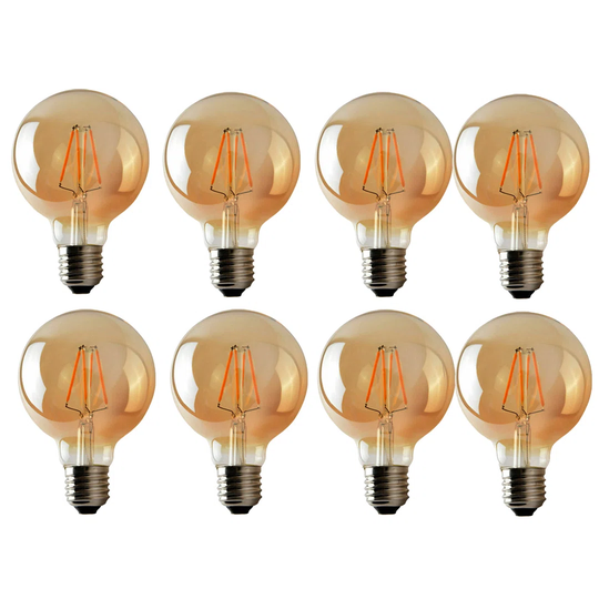 4W E27 Dimmable LED Vintage Edison Globe Light Bulb Amber (Set of 10)