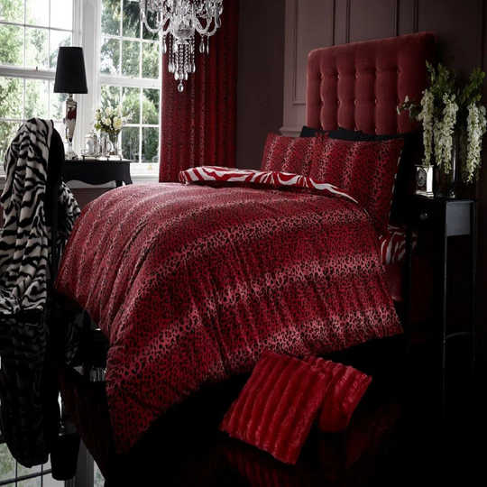 King Leopard Duvet Set - Red