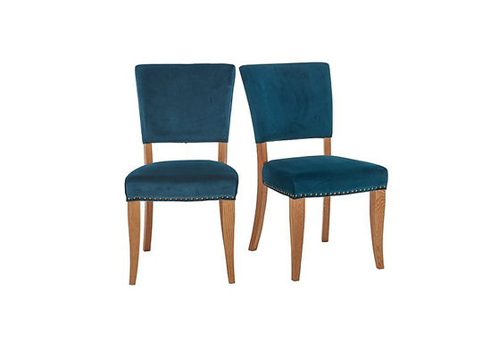 Globe Pair of Velvet Dining Chairs - Teal