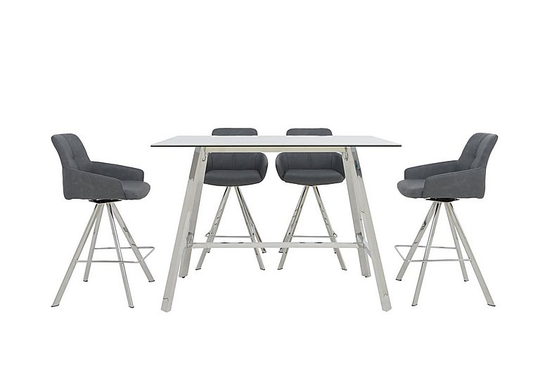 Vegas Bar Table with 4 Faux Leather Swivel Barstools with Arms