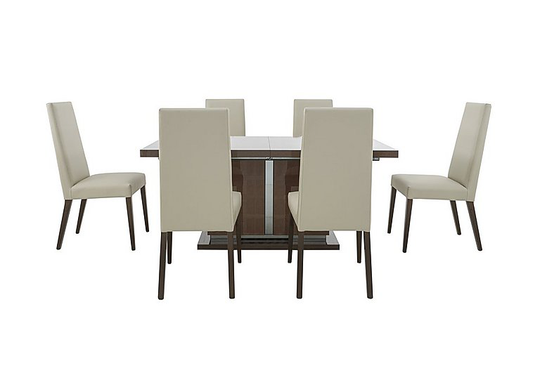 ALF - Vito Large Extending Dining Table and 6 Cream Faux Leather Dining Chairs