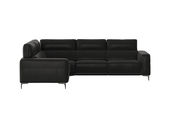 Adama Leather Corner Sofa - Black- World of Leather