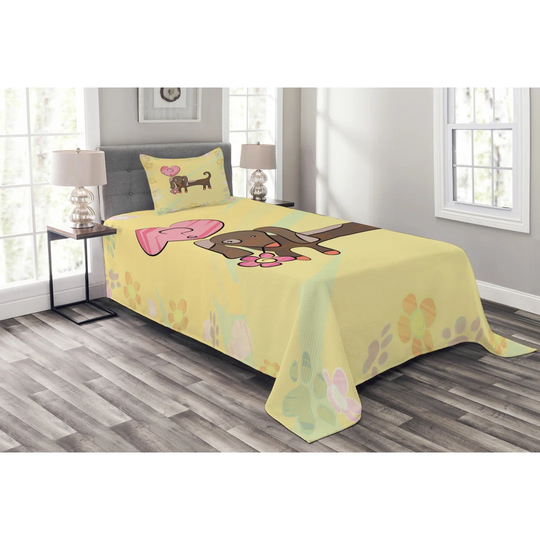 Adelay Yellow/Brown Bedspread Set with Pillow Sham