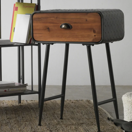 Metal Side Table with Storage