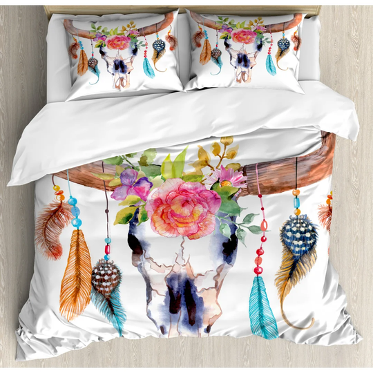 Ossett White/Pink/Blue Microfiber 350 TC Modern & Contemporary Duvet Cover Set