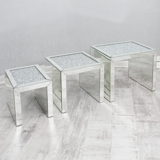 Crushed Glass 3 Piece Nest of Tables