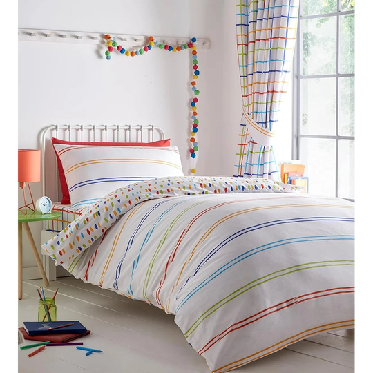 Merry White/Green/Blue 56 TC Reversible Duvet Cover Set