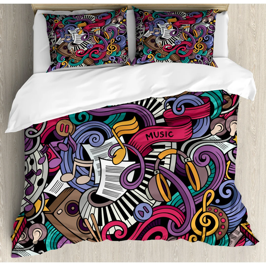 Meryl Red/Yellow/White Microfiber 350 TC Modern & Contemporary Duvet Cover Set