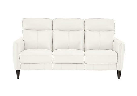 Compact Collection Petit 3 Seater Leather Sofa - White- World of Leather
