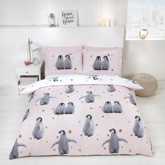Winter Penguins Festive Duvet Cover Set