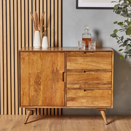 Claremont 46Cm Wide 3 Drawer Mango Solid Wood Sideboard