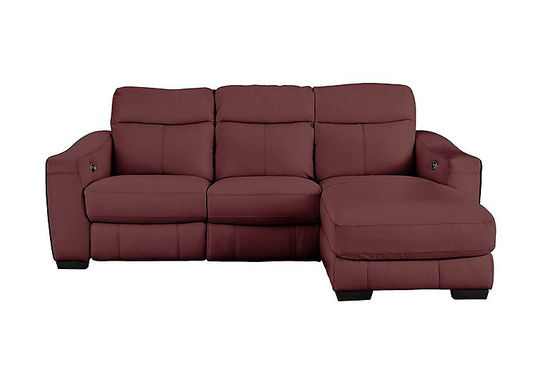 Cressida Leather Corner Chaise Recliner Sofa - Red- World of Leather