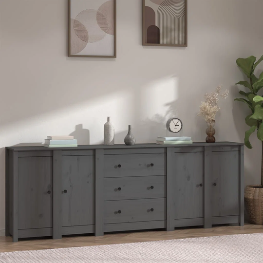 Stephens 230" Wide 3 Drawer Pine Solid Wood Sideboard