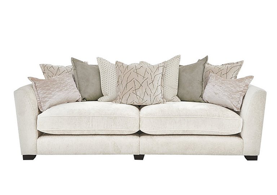 Boutique Lavish Fabric 4 Seater Split Scatter Back Sofa - Cream