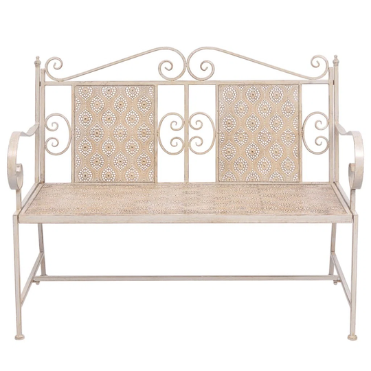 Garden Bench 115 Cm Steel Vintage White