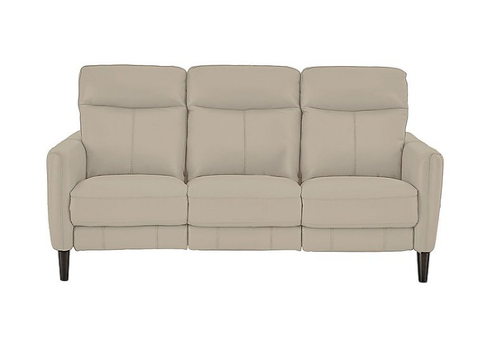 Compact Collection Petit 3 Seater Leather Power Recliner Sofa - Grey- World of Leather