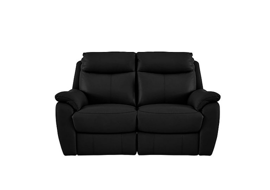 Snug 2 Seater Leather Manual Recliner Sofa - Black- World of Leather