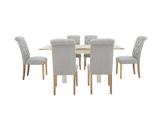 Furnitureland - Angeles Flip Top Extending Dining Table and 6 Button Back Dining Chairs