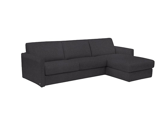 Nicoletti - Alcova 3 Seater Fabric Sofa Bed with Storage Chaise with Slim Arms - Grey