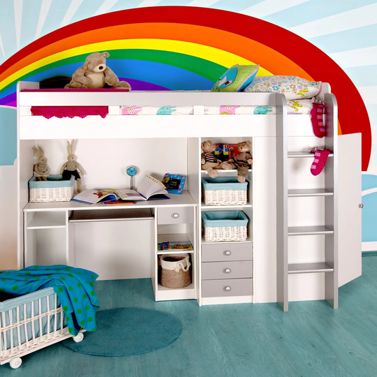 Single High Sleeper Loft Bed with Drawers