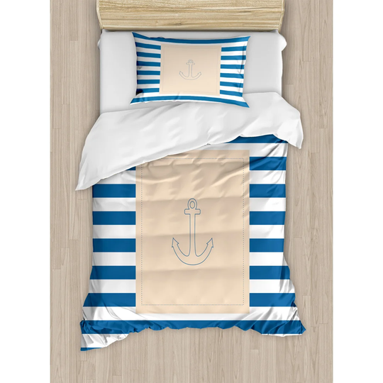 Westchester Blue/Ivory 100% Brushed Microfibre Duvet Cover Set