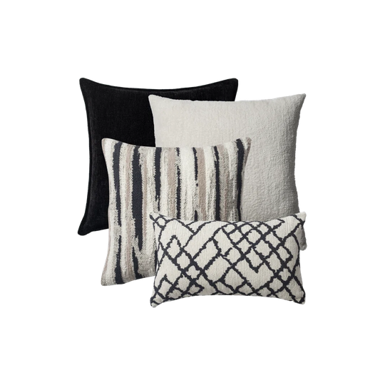Pillows Combo Set ''4 Pieces'' , Black And White Decor Square Lumbar Jacquard Throw Pillowcases,for Couch ,bedding Decorations