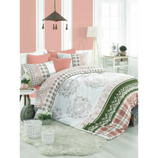 Lime Pink/White/Green Duvet Cover Set