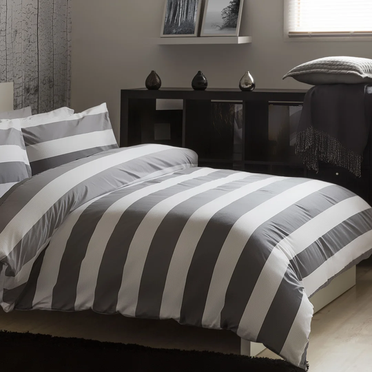 Grey/White Cotton Duvet Cover Set