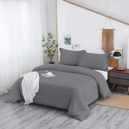 Plain Microfibre 200 TC Reversible Duvet Cover Set