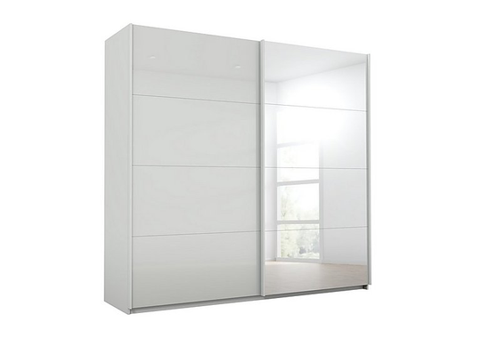 Rauch - Lima 226cm 2 Door Sliding Wardrobe with 1 Glass Door and 1 Mirror Door 210cm Tall