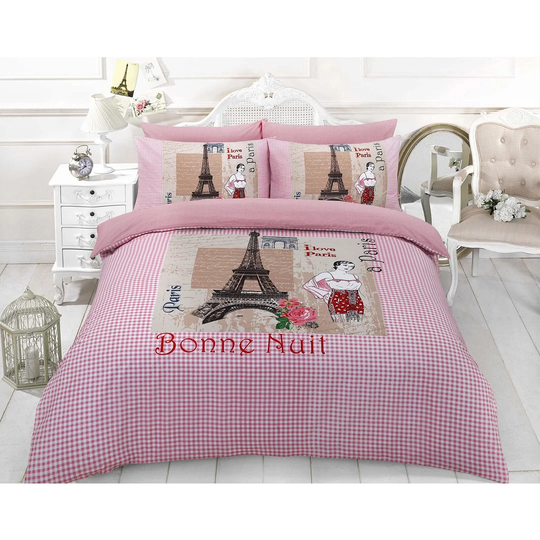 Garman Pink White Brown 128 TC Duvet Cover Set