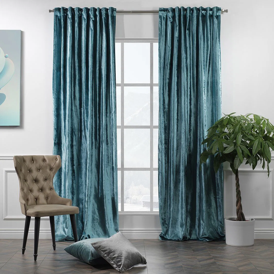 Luxury Velvet Shiny Solid Room Darkening Rod Pocket Single Curtain Panel
