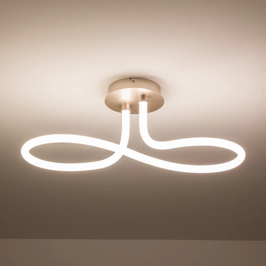 Ravensworth LED 1 Light Semi-Flush Ceiling Light, Matt Nickel, Non-Dimmable