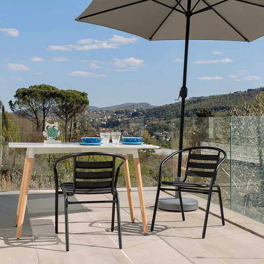 Barons Home Garden Chairs, Outdoor Chairs For Garden, Terrace, Balcony, Veranda, Pool, Metal, Stimpable Chairs, Gray Color, 2 Pieces 56X55x75 Cm