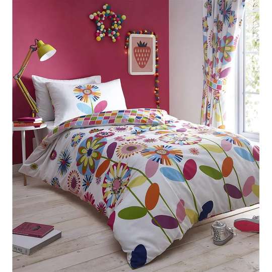 Ypsilanti White/Orange/Blue/Yellow 56 TC Reversible Duvet Cover Set