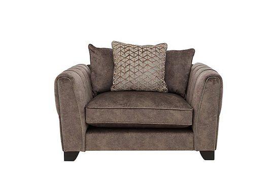Ariana Pillow Back Fabric Snuggler Chair - Brown