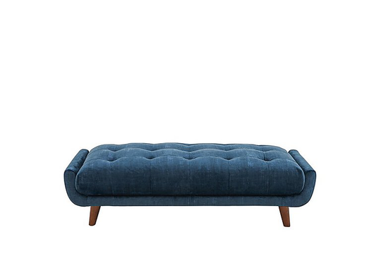 Rene Large Fabric Footstool - Blue
