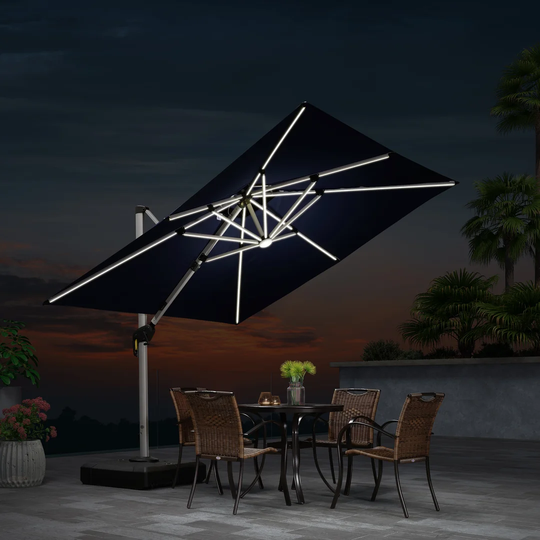 Lime 2.7m Square Cantilever Parasol with Lights
