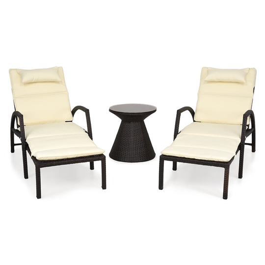 Anesicia Reclining Sun Lounger with Cushion and Table