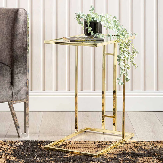 C Shape Sofa Table for Living Room Furniture, 60cm Metal Bed Side Table, End Table