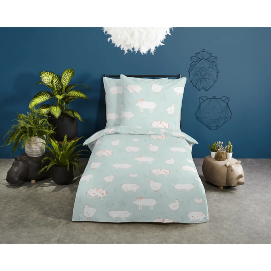 Bed linen 135x200+1-80x80 Kids Good Morning No.20013 Mint